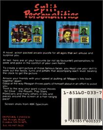 Box back cover for Split Personalities on the Commodore 64.