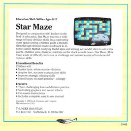 Box back cover for Star Maze on the Commodore 64.