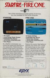 Box back cover for Starfire (Epyx) on the Commodore 64.