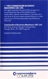 Box back cover for Stellar Wars on the Commodore 64.