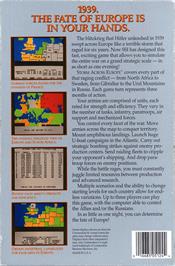 Box back cover for Storm Across Europe on the Commodore 64.