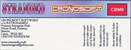 Box back cover for Stranded (Cronosoft) on the Commodore 64.