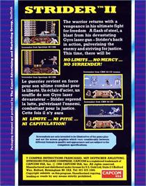 Box back cover for Strider 2 on the Commodore 64.