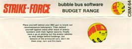 Box back cover for Strike Force on the Commodore 64.