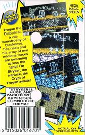 Box back cover for Stryker in the Crypts of Trogan on the Commodore 64.
