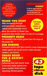 Box back cover for Sub Burner on the Commodore 64.
