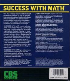 Box back cover for Success With Math - Linear Equations on the Commodore 64.