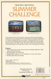 Box back cover for Summer Challenge on the Commodore 64.