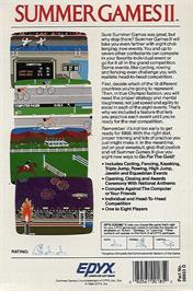 Box back cover for Summer Games 2 on the Commodore 64.