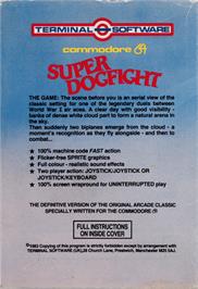 Box back cover for Super Dogfight on the Commodore 64.