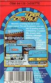 Box back cover for Super Scramble Simulator on the Commodore 64.