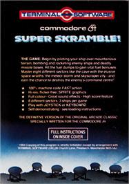 Box back cover for Super Skramble! on the Commodore 64.