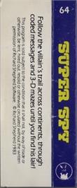 Box back cover for Super Spy on the Commodore 64.