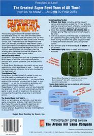 Box back cover for Superbowl Sunday on the Commodore 64.