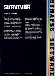 Box back cover for Survivor (Compute!) on the Commodore 64.