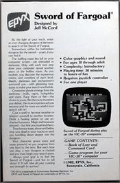 Box back cover for Sword Of Fargoal, The on the Commodore 64.
