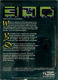 Box back cover for Sword Of Kadash on the Commodore 64.
