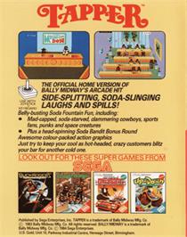 Box back cover for Tapper on the Commodore 64.