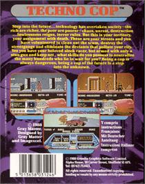 Box back cover for Techno Cop on the Commodore 64.