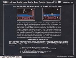 Box back cover for Thanatos on the Commodore 64.