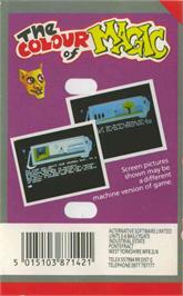 Box back cover for The Colour of Magic on the Commodore 64.