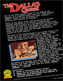 Box back cover for The Dallas Quest on the Commodore 64.