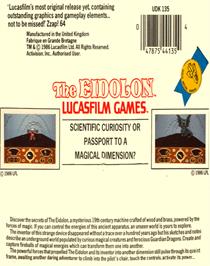 Box back cover for The Eidolon on the Commodore 64.