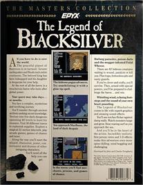Box back cover for The Legend of Blacksilver on the Commodore 64.