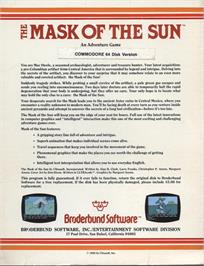 Box back cover for The Mask of the Sun on the Commodore 64.