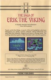 Box back cover for The Saga of Erik the Viking on the Commodore 64.