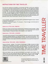 Box back cover for Time Traveller (Audiogenic Software) on the Commodore 64.