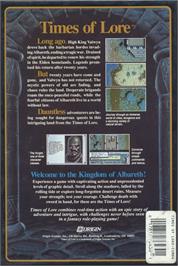 Box back cover for Times Of Lore on the Commodore 64.