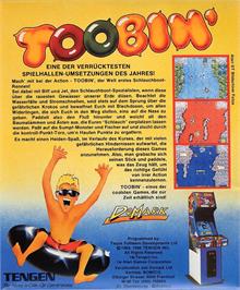 Box back cover for Toobin' on the Commodore 64.