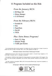 Box back cover for Traffic Jam (RUN) on the Commodore 64.