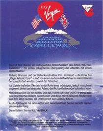 Box back cover for Trans-atlantic Balloon Challenge on the Commodore 64.