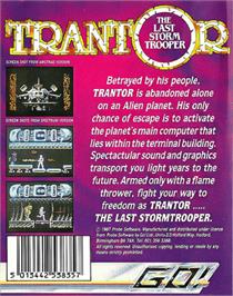 Box back cover for Trantor the Last Stormtrooper on the Commodore 64.