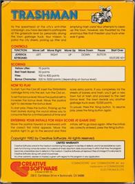 Box back cover for Trashman (Creative Software) on the Commodore 64.
