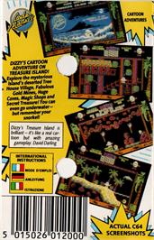 Box back cover for Treasure Island Dizzy on the Commodore 64.
