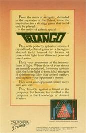 Box back cover for Triango on the Commodore 64.