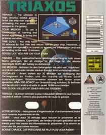 Box back cover for Triaxos on the Commodore 64.