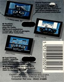 Box back cover for Turbo Esprit on the Commodore 64.