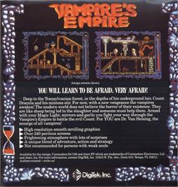 Box back cover for Vampire's Empire on the Commodore 64.