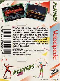 Box back cover for Velocipede on the Commodore 64.