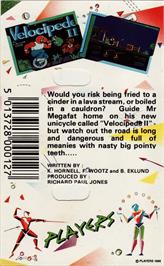 Box back cover for Velocipede 2 on the Commodore 64.