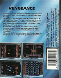 Box back cover for Vengeance on the Commodore 64.