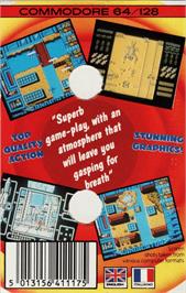 Box back cover for Vindicator, The on the Commodore 64.
