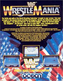 Box back cover for WWF Wrestlemania on the Commodore 64.
