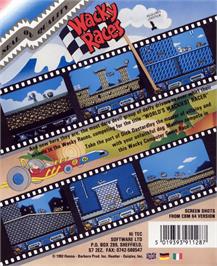 Box back cover for Wacky Races on the Commodore 64.