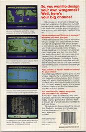 Box back cover for Wargame Construction Set on the Commodore 64.