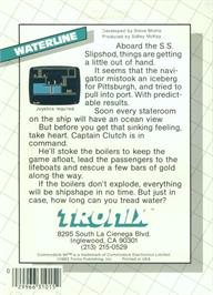 Box back cover for Waterline on the Commodore 64.
